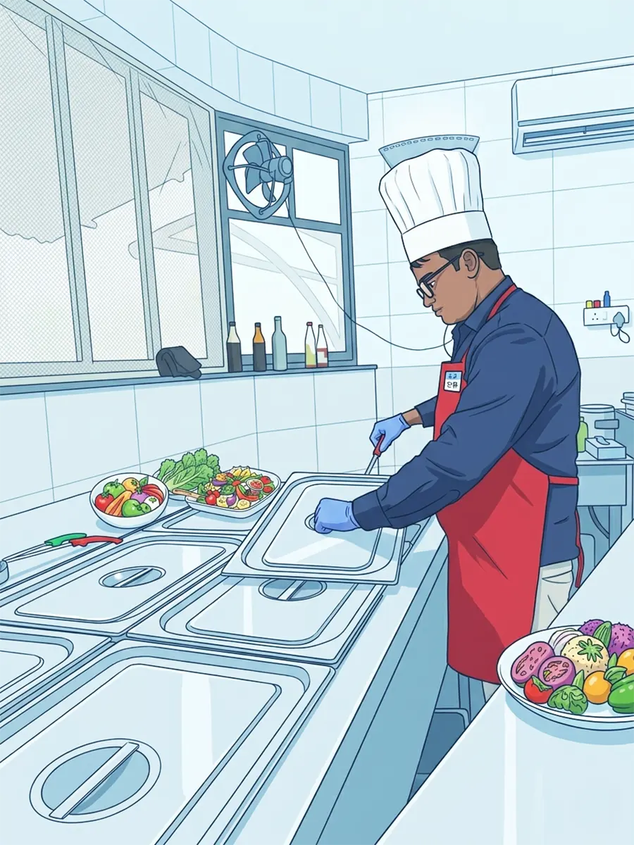 Chef preparing school food